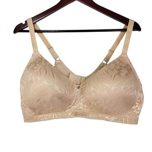 Breezies Floral Lace Tan Nude Wireless Bra 44D